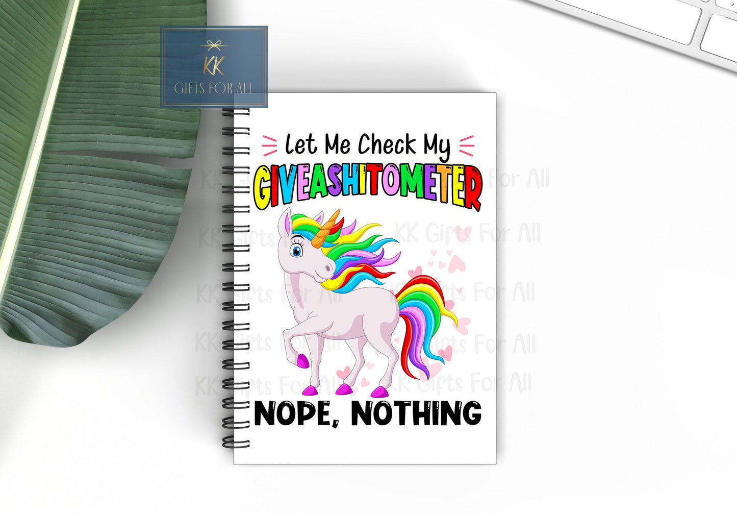 Office Notebook, Adult Humour Notebook Gift, Funny Unicorn, A5 Lined Notepad