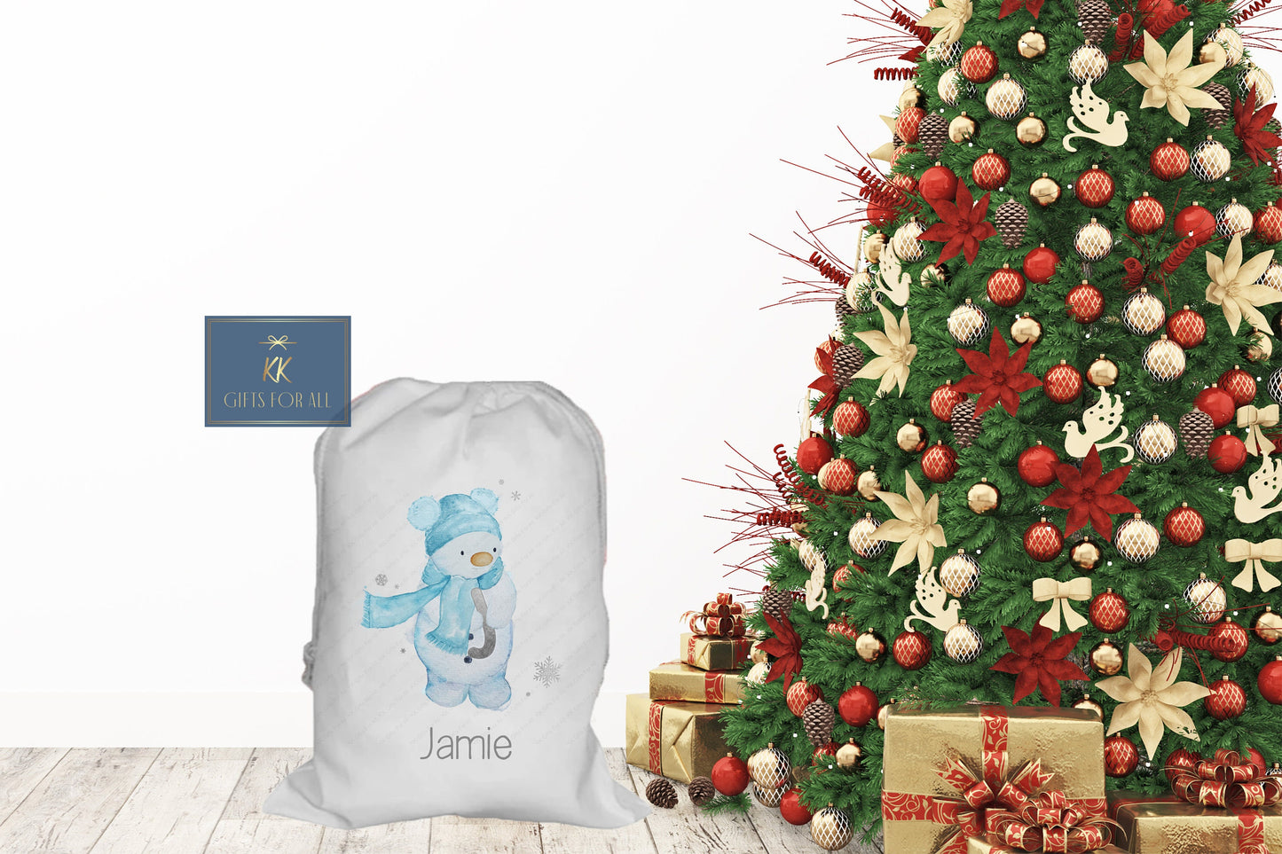 Personalised Christmas Santa Sack Father Christmas Bag, Large Snowman Santa Sack, Christmas Present Sack,