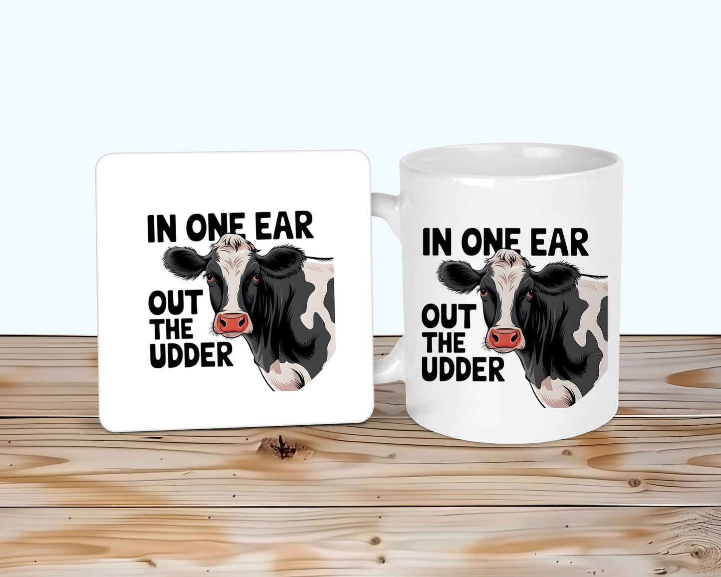 Udder Cow Mug & Coaster,  Gift For Farmers, Cow Coffee Tea Cup, Funny Cow Lover Gifts