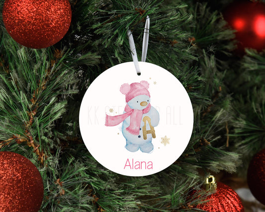 Personalised Christmas Tree Decoration, Christmas Hanging Ornament, Metal Tree Decoration, Snowman Tree Ornament, Xmas Hanging Decoration
