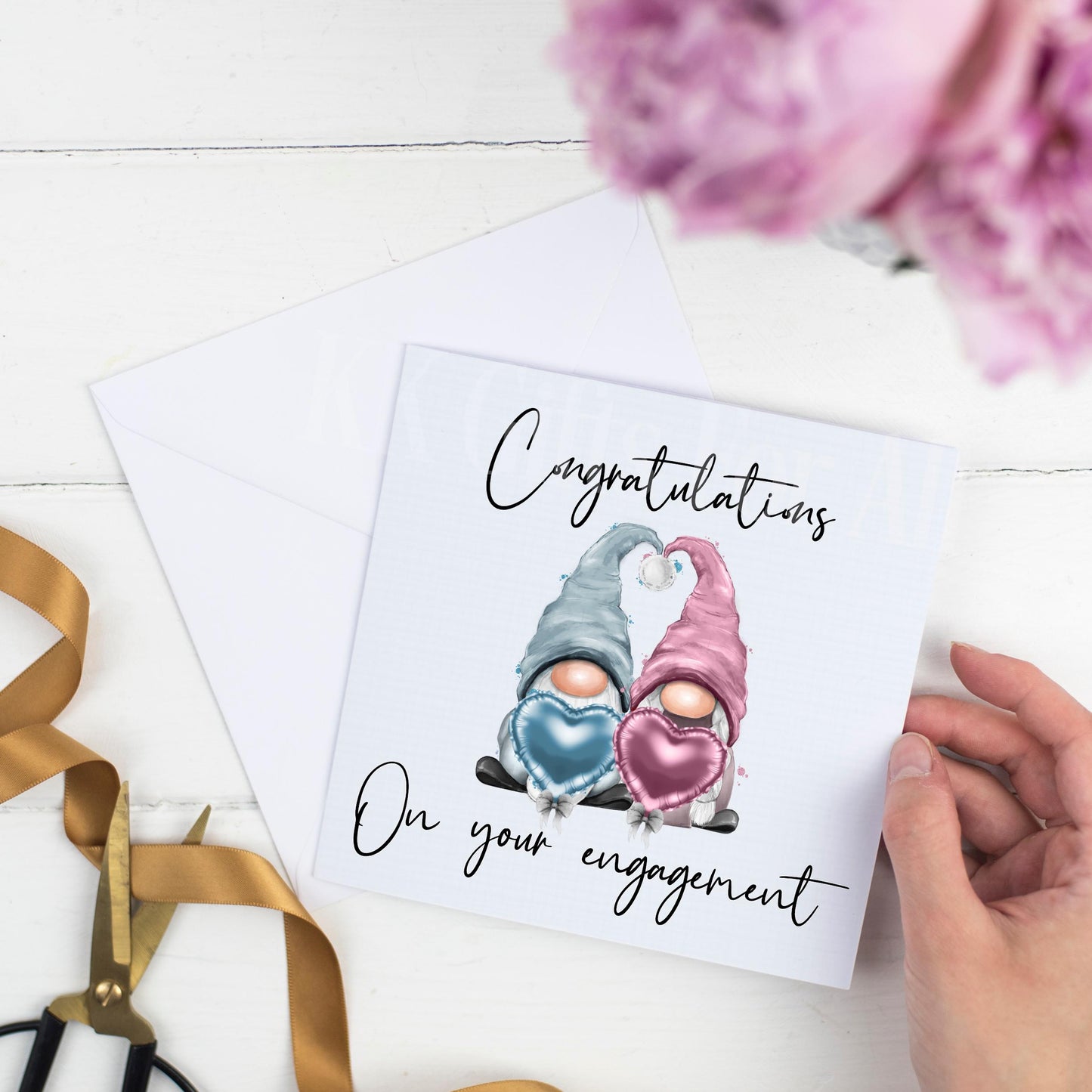 Personalised Engagement Card, Gonk Gnome Engagement Card, Engaged Card For Friend Daughter Son