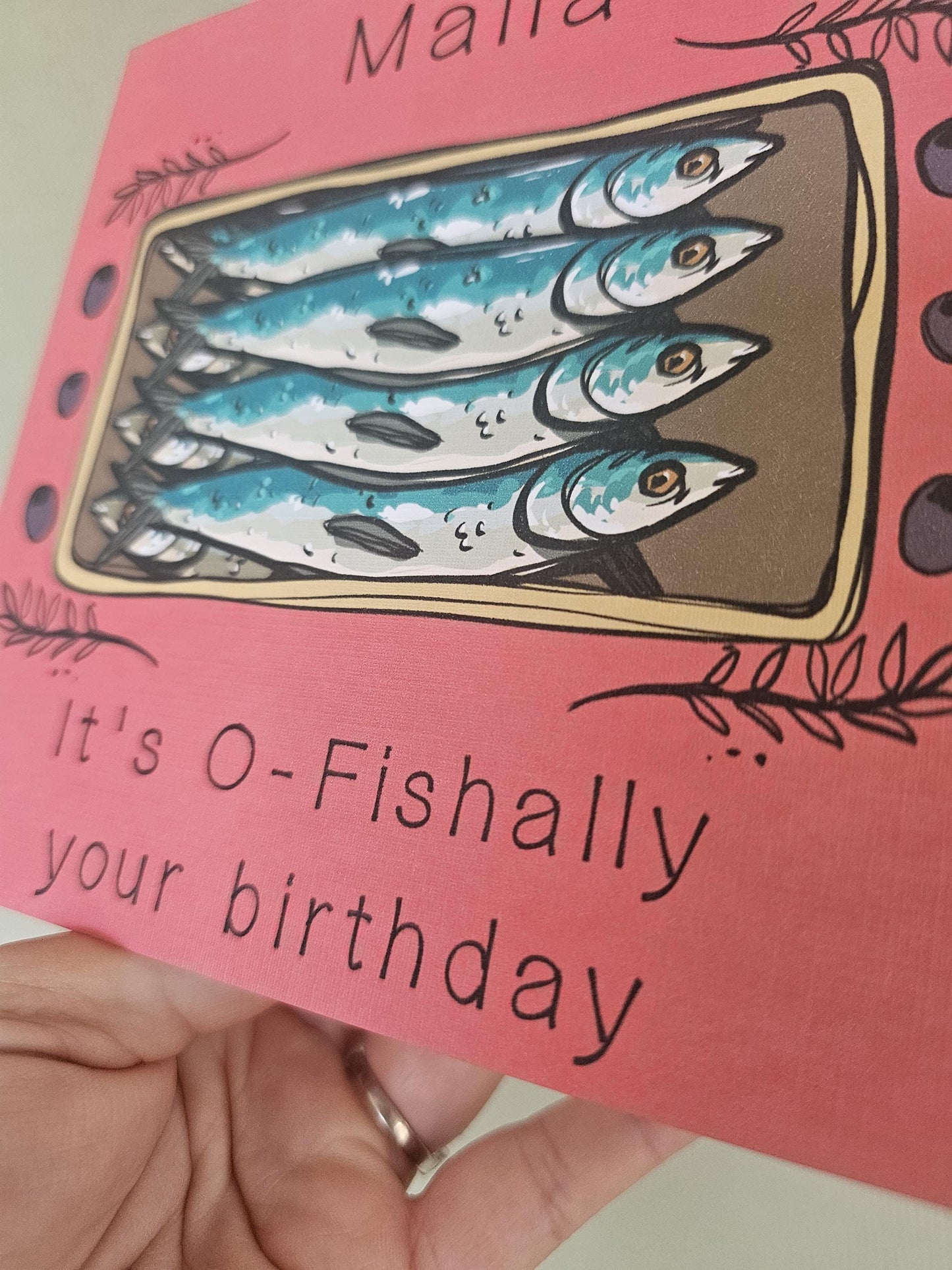 Personalized Sardine Birthday Card: O-Fishally Your Birthday