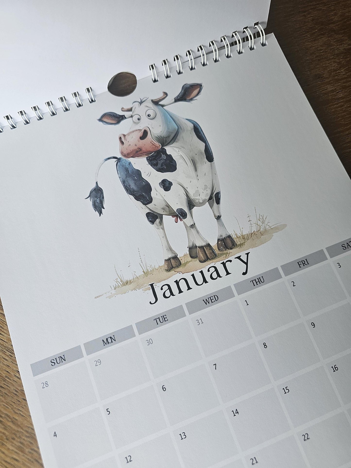 2026 Quirky Farm Animal Calendar, Whimsical Home & Office Decor, A4 Monthly Planner Funny Farm