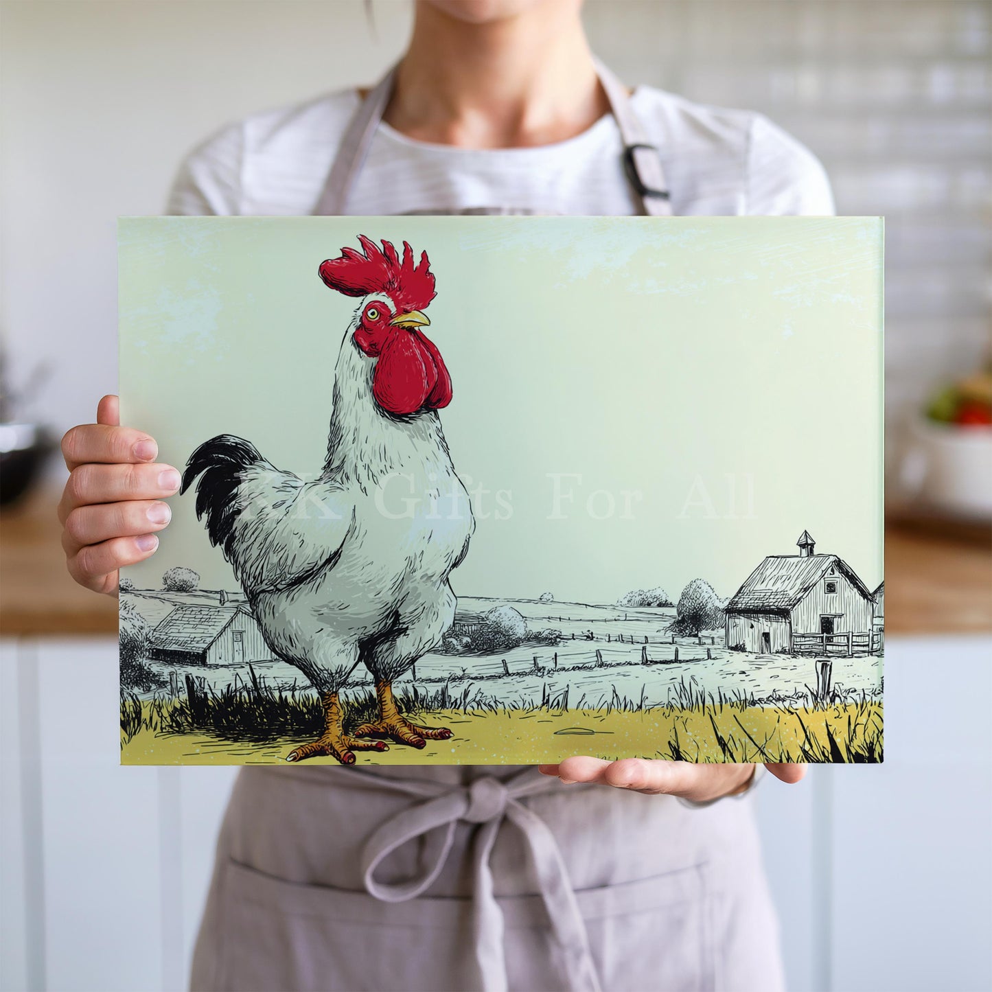 Chicken Chopping Board, Glass Work Top Saver, Cutting Board, New Home Gifts, Farmhouse Kitchen Decor