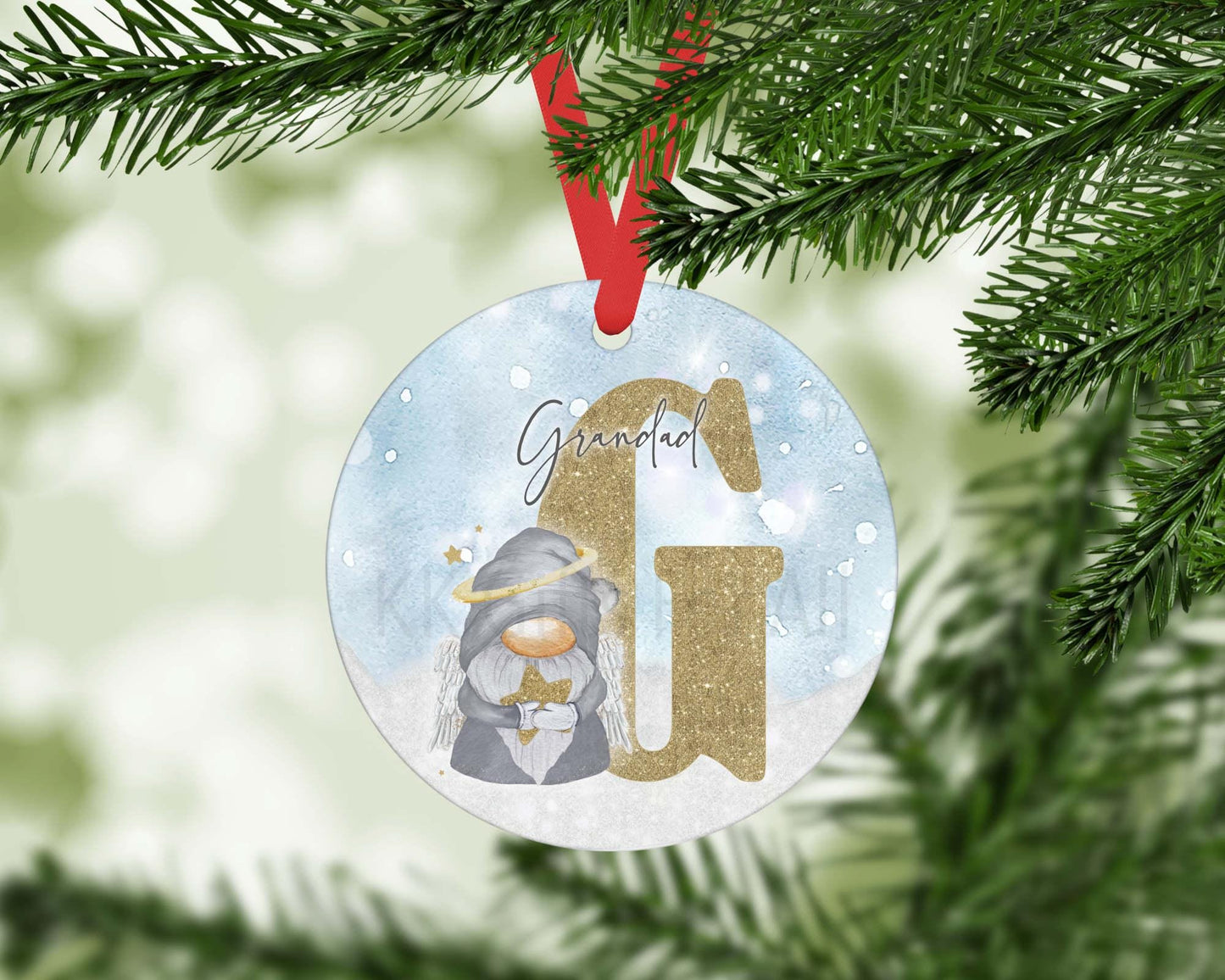 Personalized Memorial Christmas Ornament: Angel Gonk Gnome Decoration