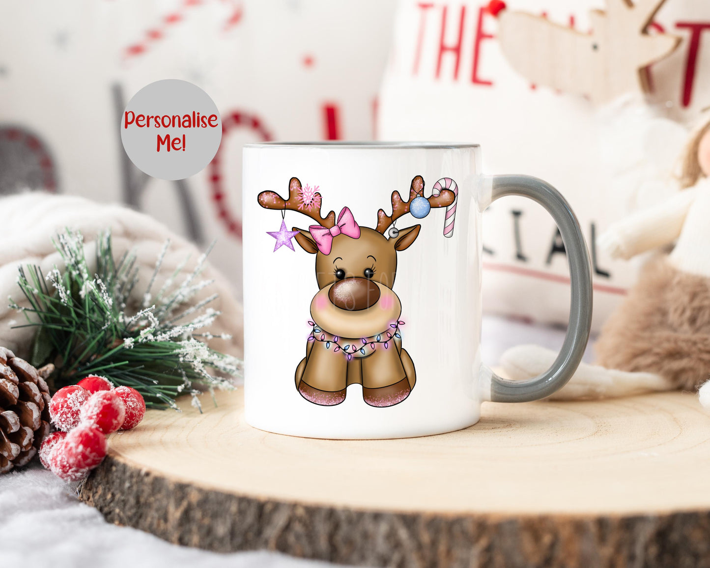 Christmas Reindeer Mug, Reindeer Mug For Girls, Christmas Eve Cocoa Mug