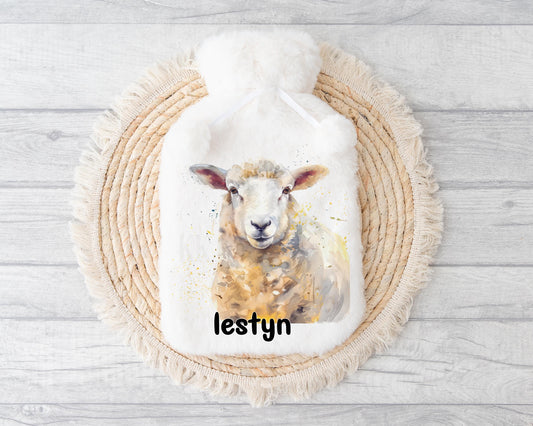 Sheep Hot Water Bottle, Gift For Sheep Lover, Personalised Hot Water Bottle, Gifts For Him, Country Living, Sheep Farmer Gifts