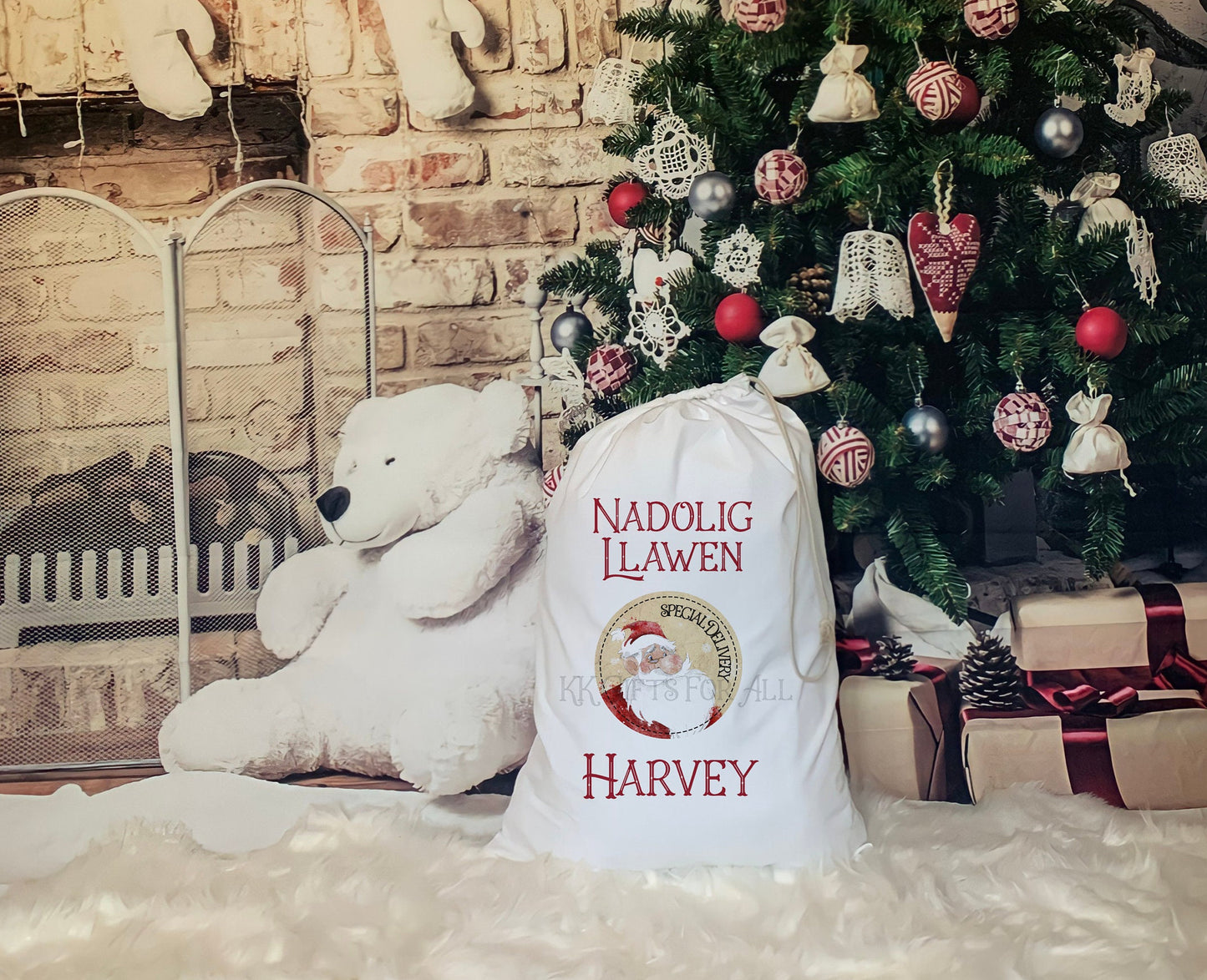 Personalised Christmas Santa Sack, Father Christmas Sack, Traditional Or Gold Design, Xmas 2025, Welsh Christmas Santa Sack, Nadolig Llawen