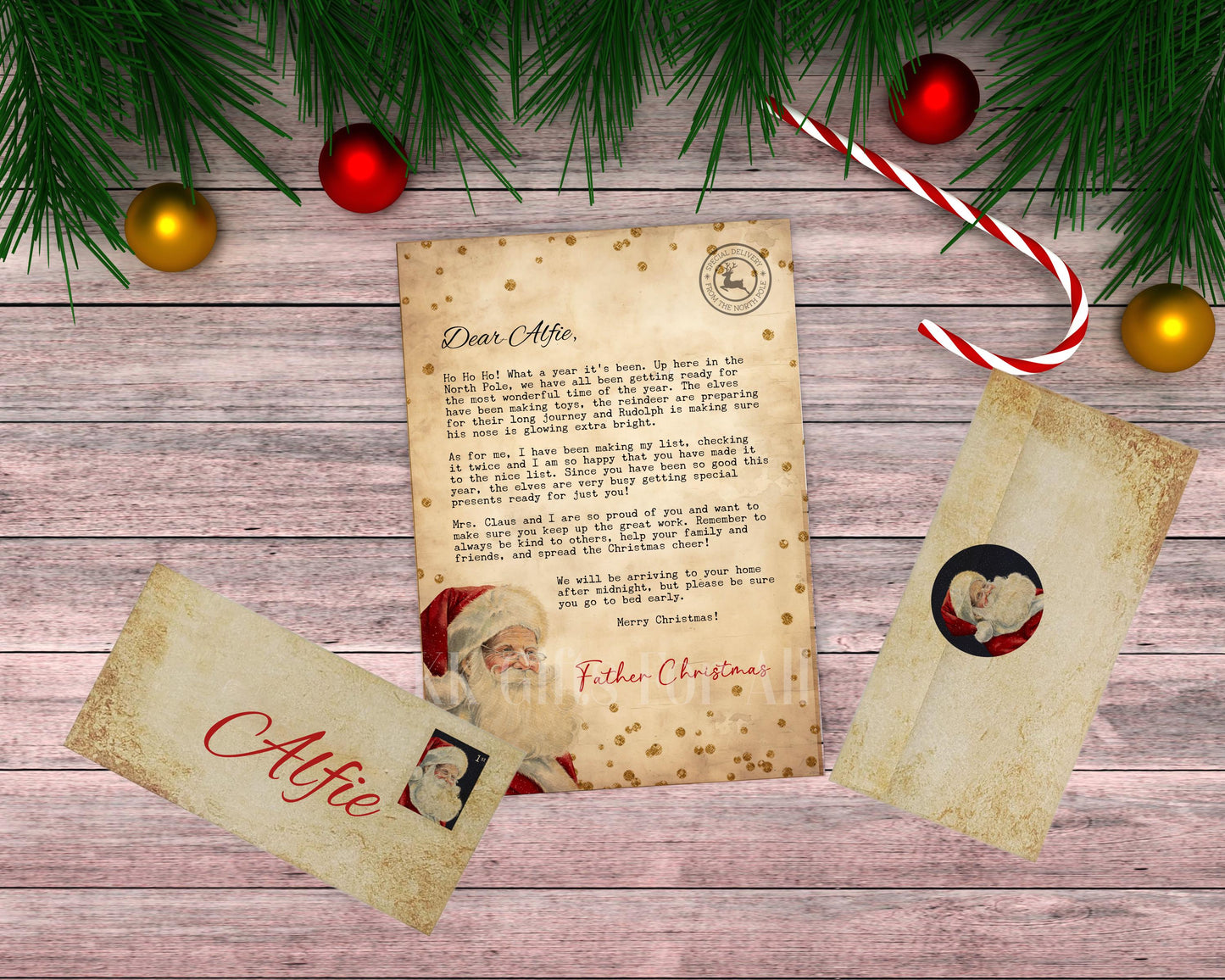 Personalised Santa Letter & Nice List Certificate: Traditional Style Christmas Santa Letter
