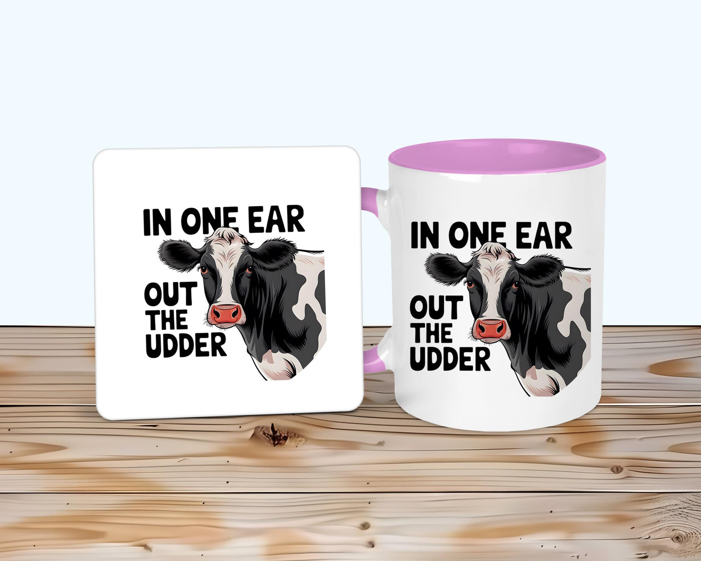 Udder Cow Mug & Coaster,  Gift For Farmers, Cow Coffee Tea Cup, Funny Cow Lover Gifts
