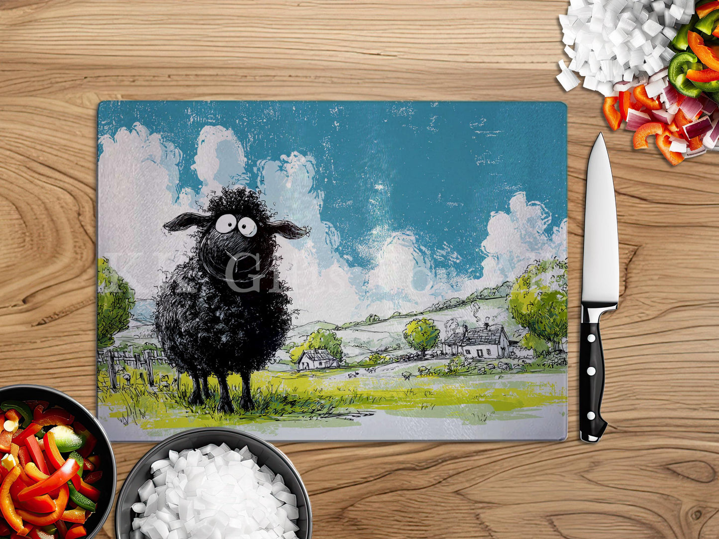 Black Sheep Chopping Board, Glass Work Top Saver, Cutting Board, New Home Gifts, Farmhouse Kitchen Decor