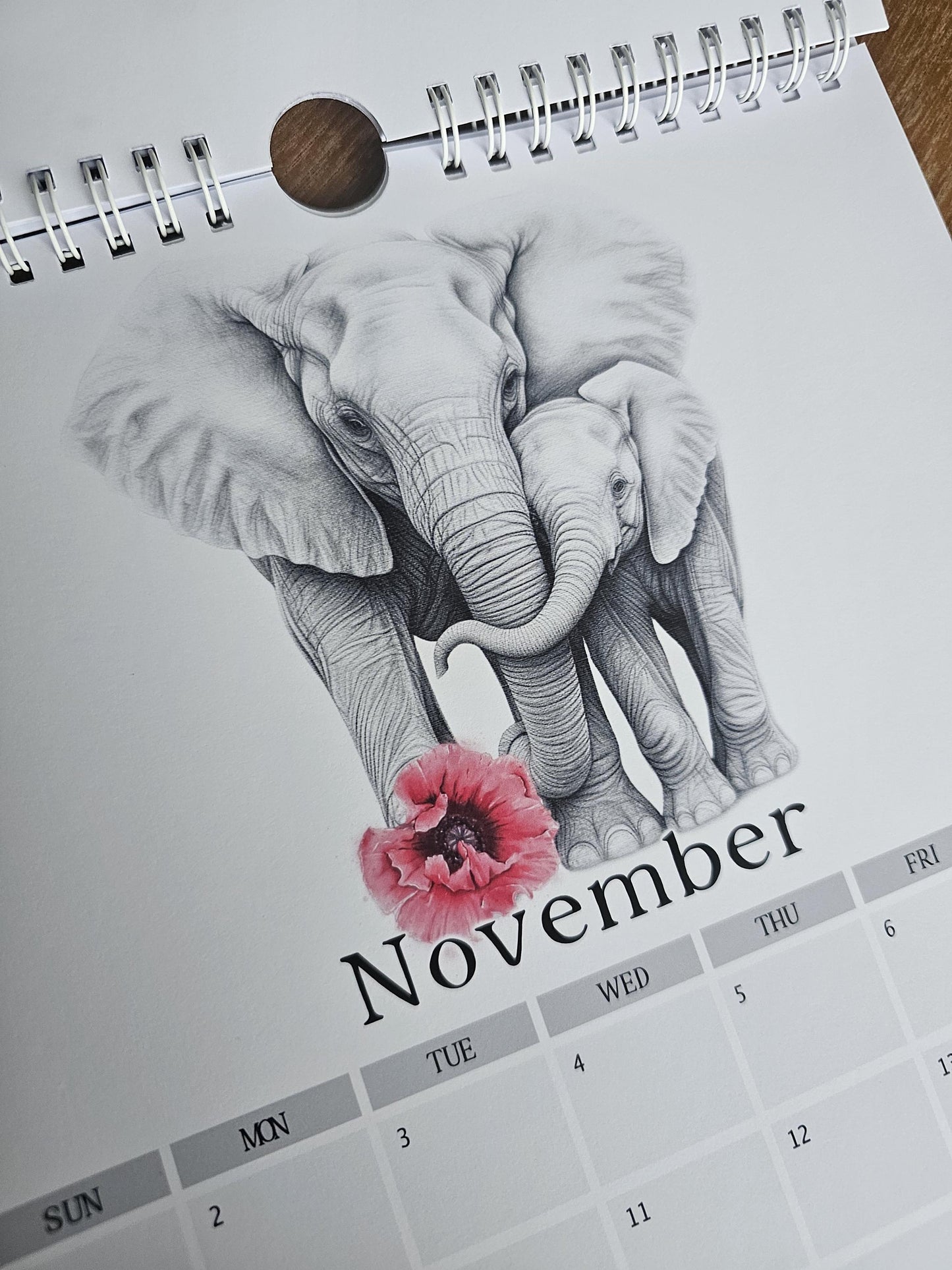 2026 Elephant Calendar, Portrait Wall Planner Calendar, Christmas Gift For Elephant Lovers