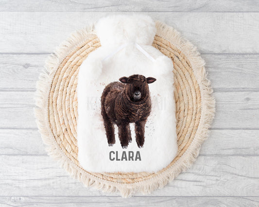Coloured Ryeland Sheep Gifts, Personalised Sheep Hot Water Bottle, Gift For Ryeland Sheep Owners