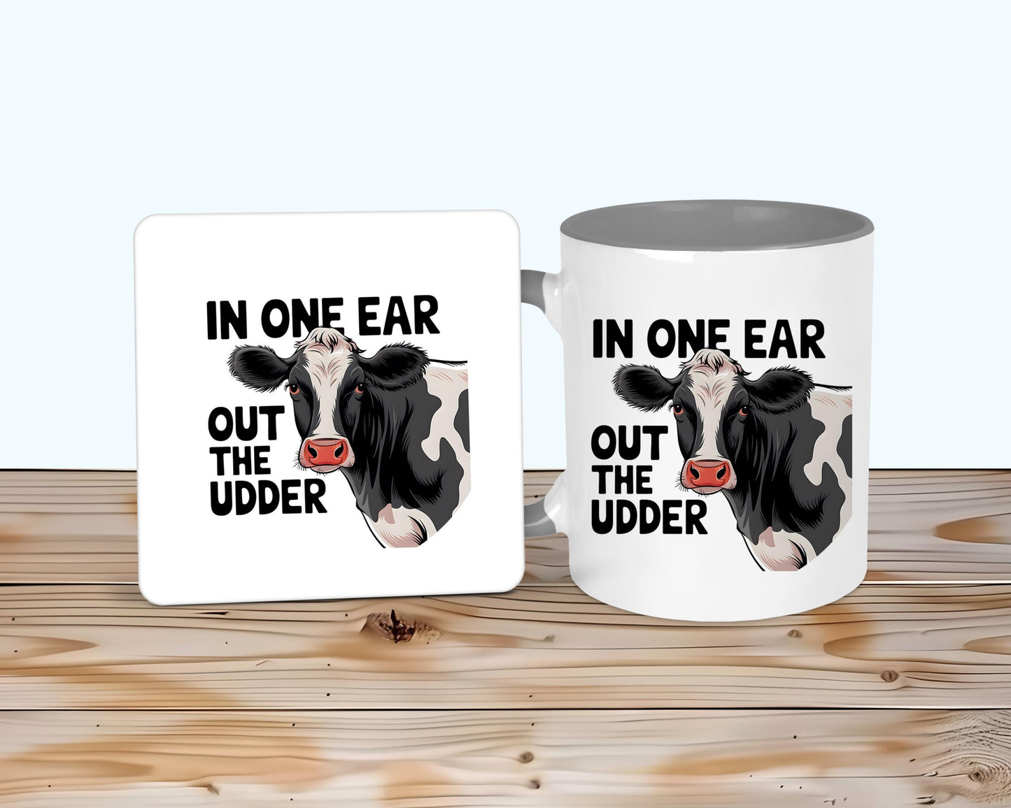 Udder Cow Mug & Coaster,  Gift For Farmers, Cow Coffee Tea Cup, Funny Cow Lover Gifts