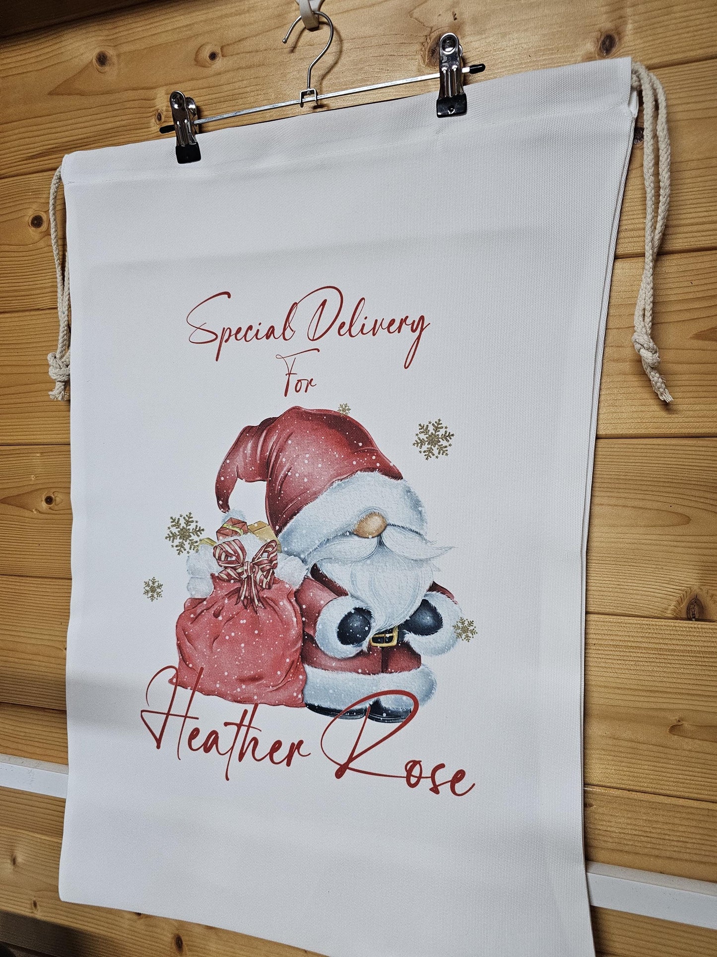 Personalised Santa Sack, Santa Gonk Sack, Red Santa Gonk Gnome Sack