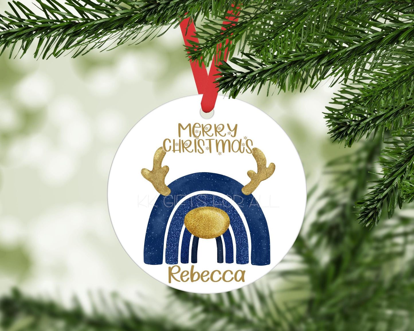 Personalized Rainbow Christmas Tree Ornament: Family Keepsake