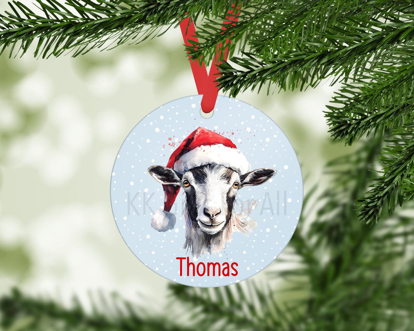 Personalised Goat Christmas Tree Decoration, Goat Christmas Hanging Ornament