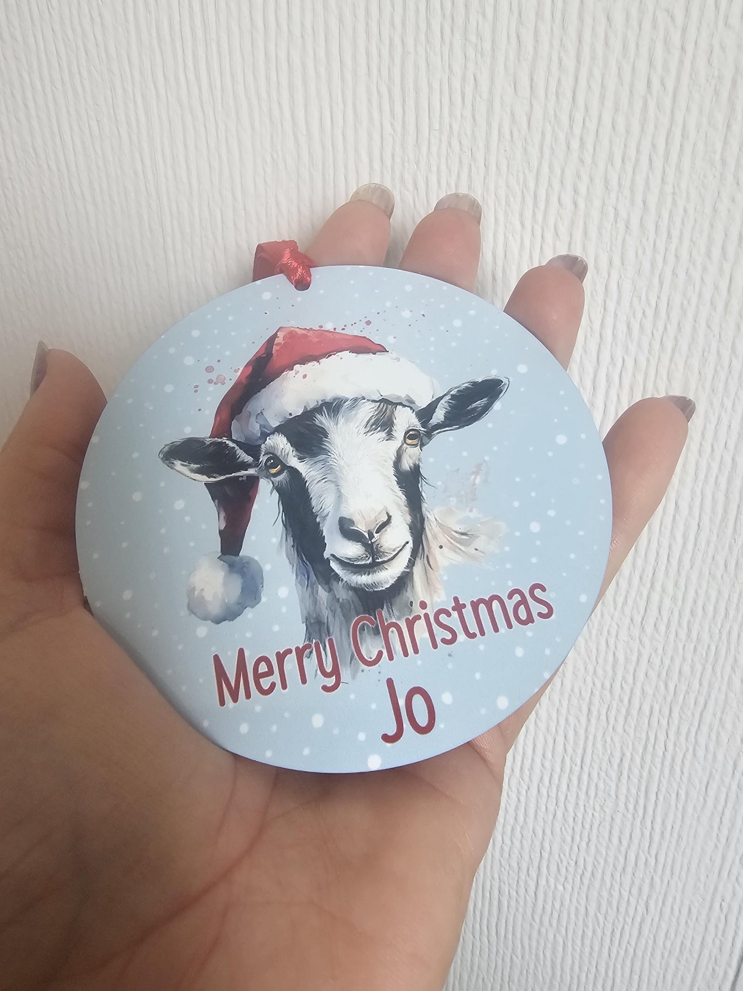 Personalised Goat Christmas Tree Decoration, Goat Christmas Hanging Ornament