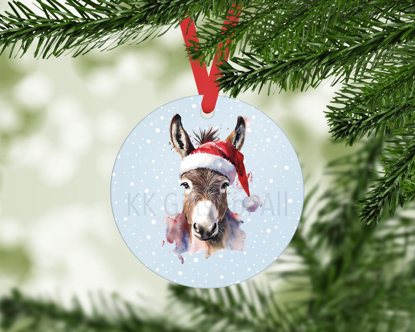 Personalised Donkey Christmas Tree Decoration, Christmas Hanging Ornament