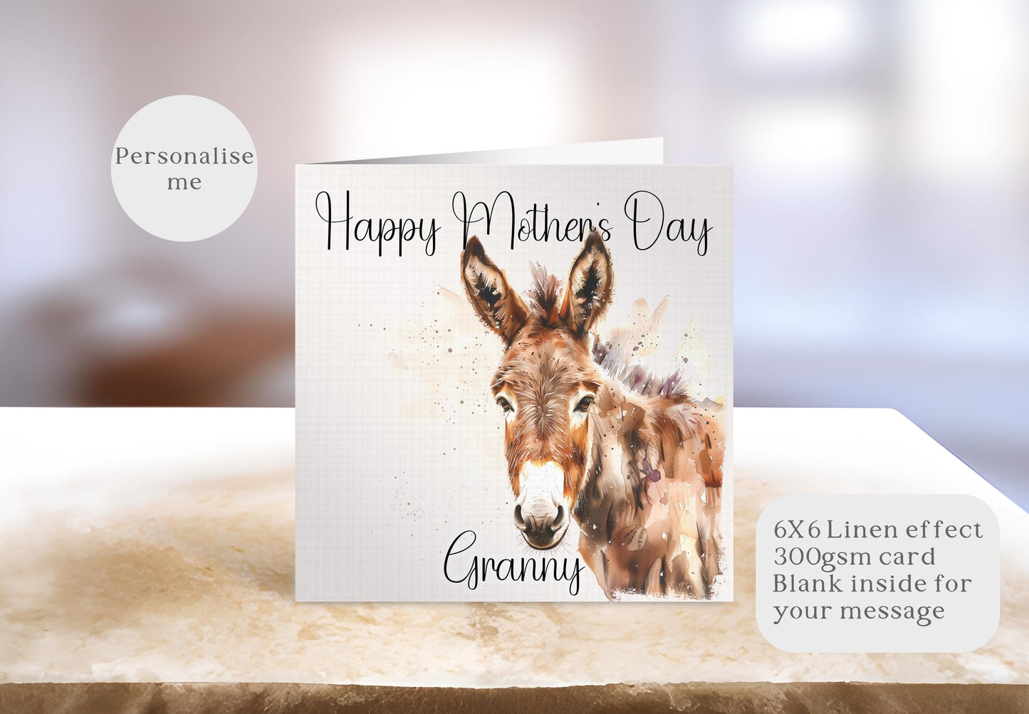 Donkey Mother's Day Card, Personalised Mother's Day Card, Card For Mum Granny Nan Who Loves Donkey's