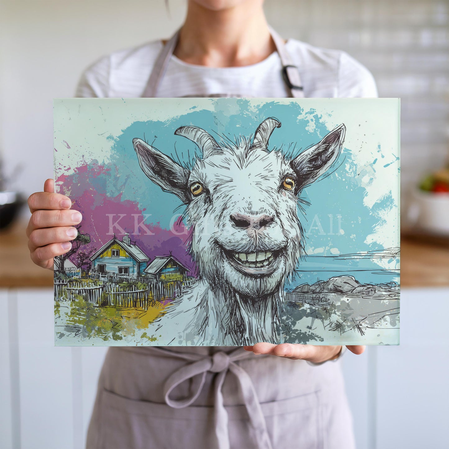 Goat Chopping Board, Glass Work Top Saver, Cutting Board, New Home Gifts, Farmhouse Kitchen Decor