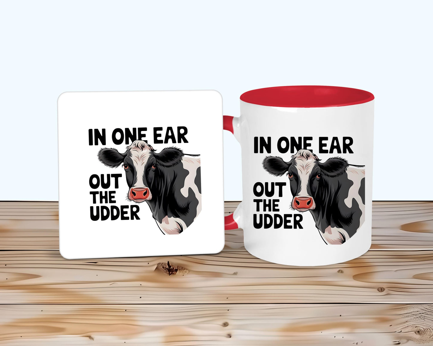 Udder Cow Mug & Coaster,  Gift For Farmers, Cow Coffee Tea Cup, Funny Cow Lover Gifts