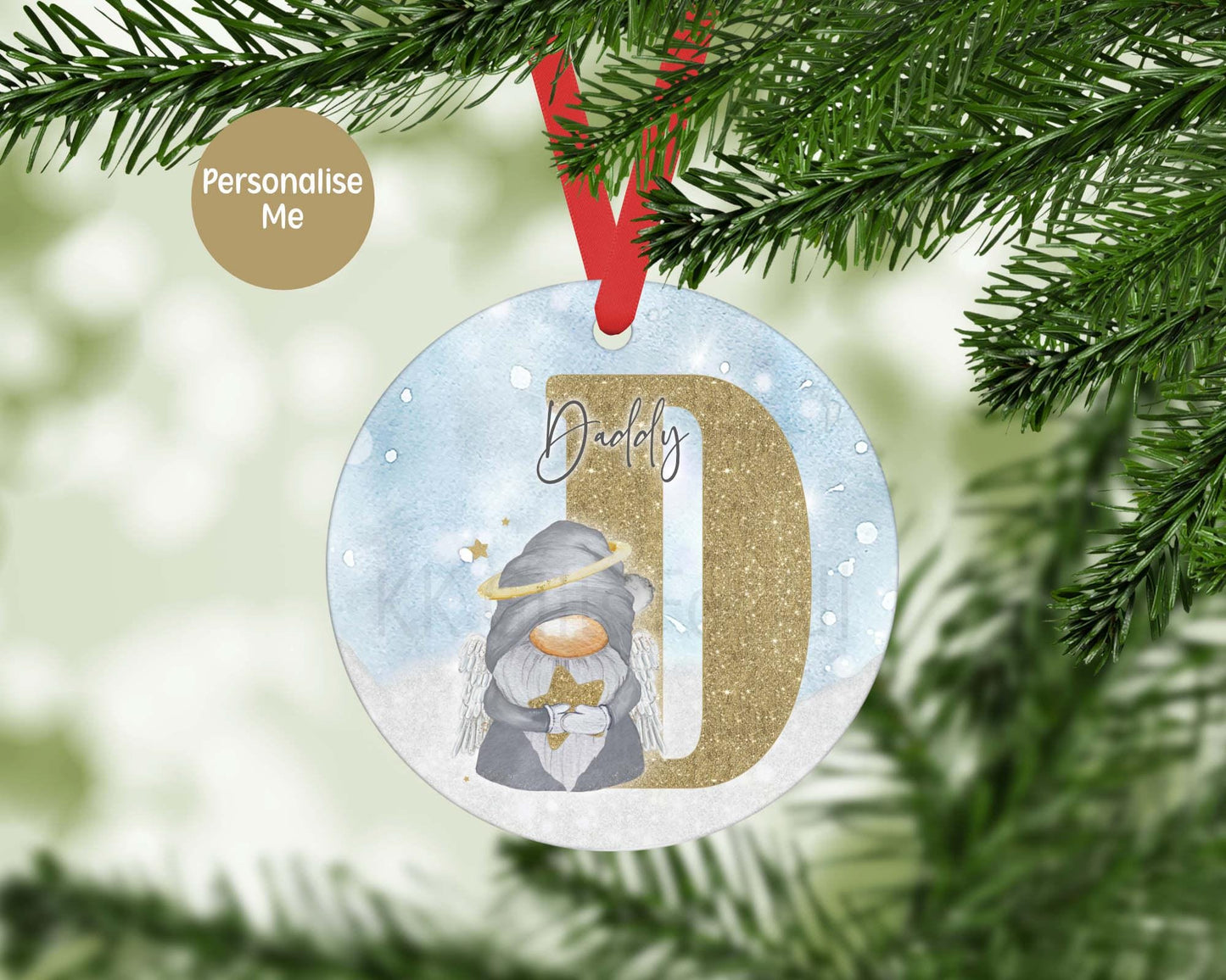 Personalized Memorial Christmas Ornament: Angel Gonk Design