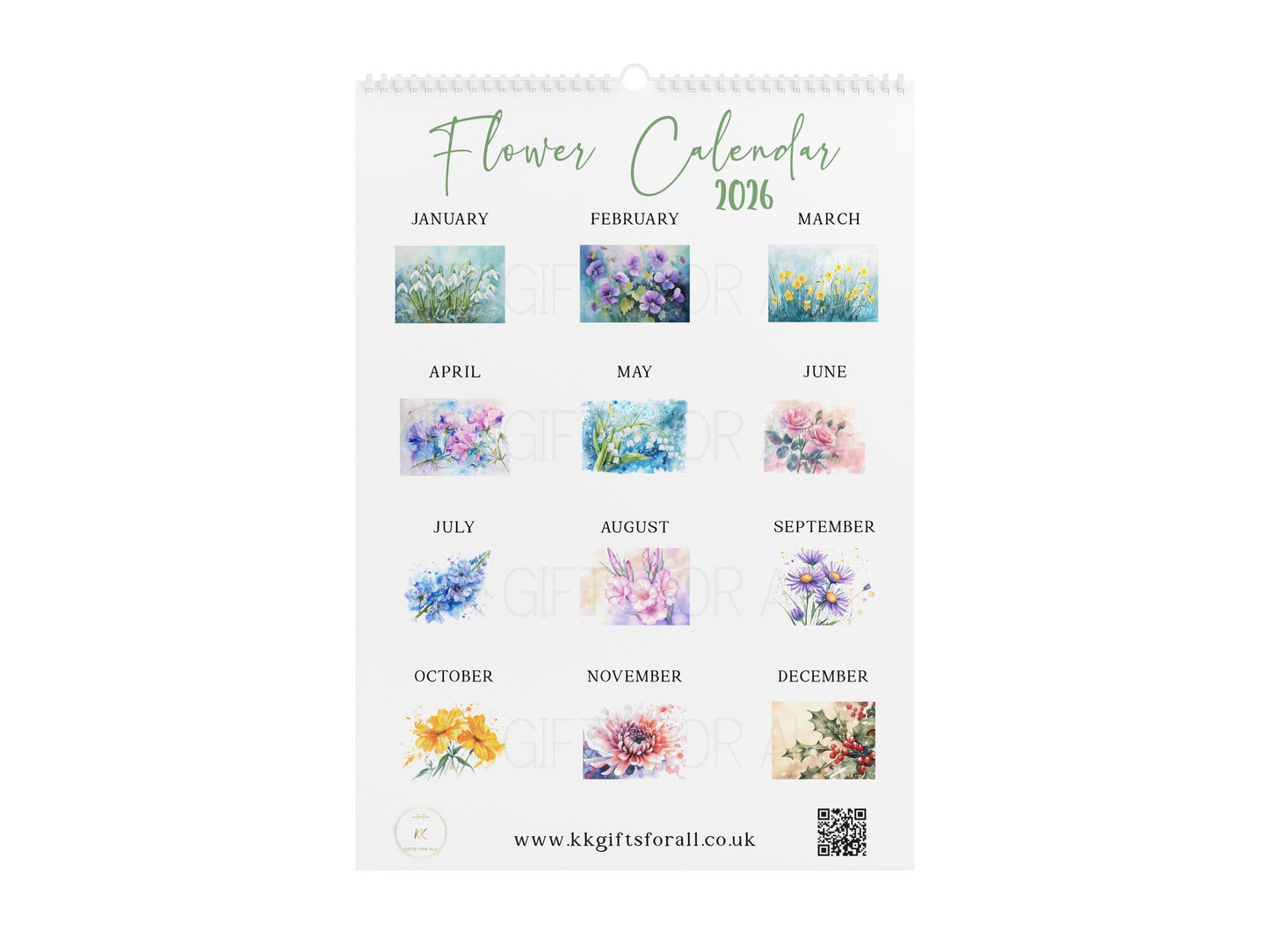 2026 Flower Calendar, Birth Month Flower 2026 Wall Calendar, Christmas Gift For Grandparents