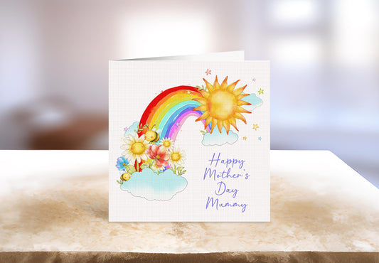Rainbow Mother's Day Card, Personalised Mother's Day Card, Colourful Card For Mum Granny Nan