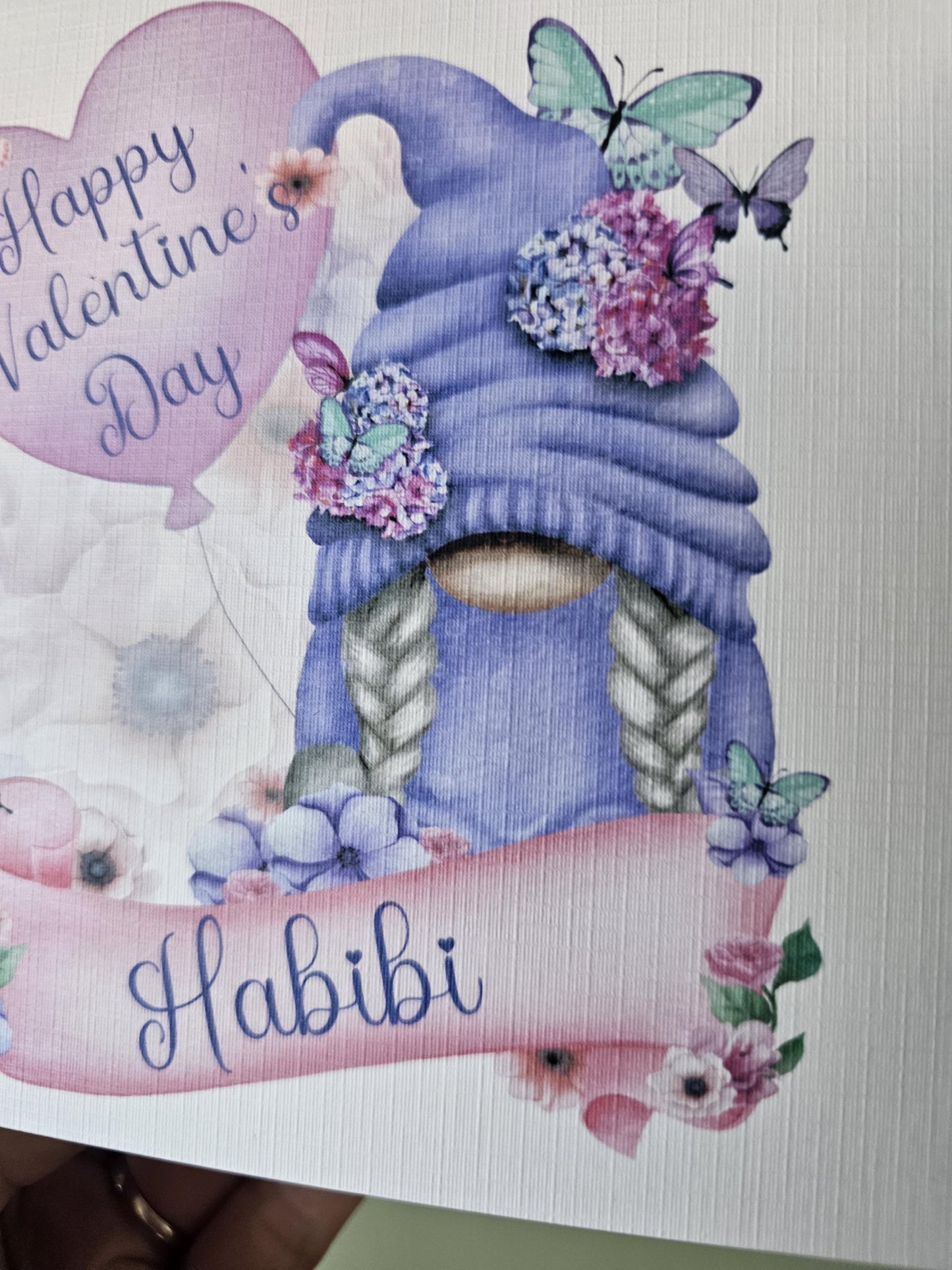Gonk Valentine's Day Card, Valentine's Card For Gonk Lover, Gnome Card For Wife Or Girlfriend, Purple Gonk Personalised Valentines Card