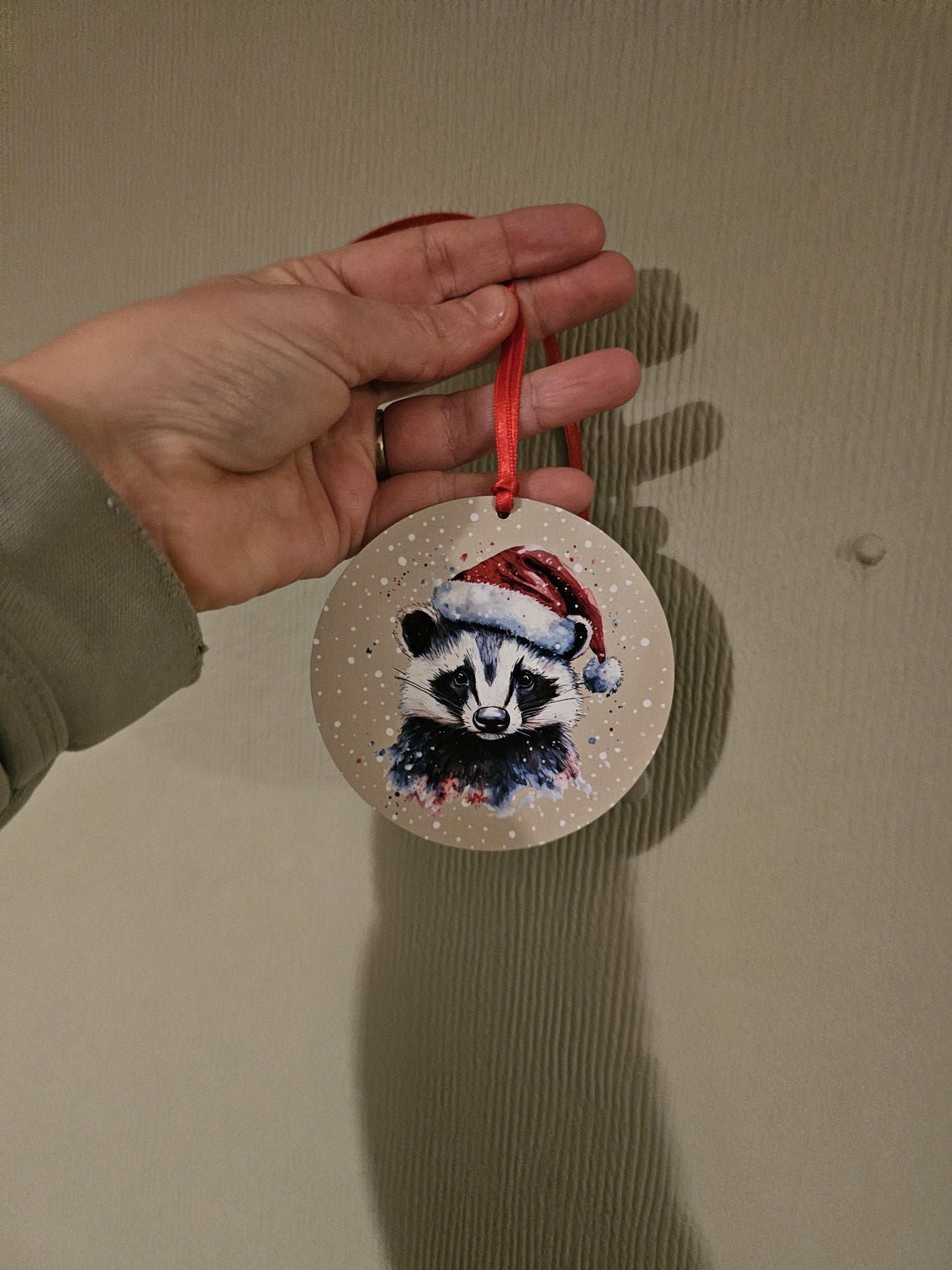 Personalised Christmas Tree Decoration, Badger Christmas Hanging Ornament