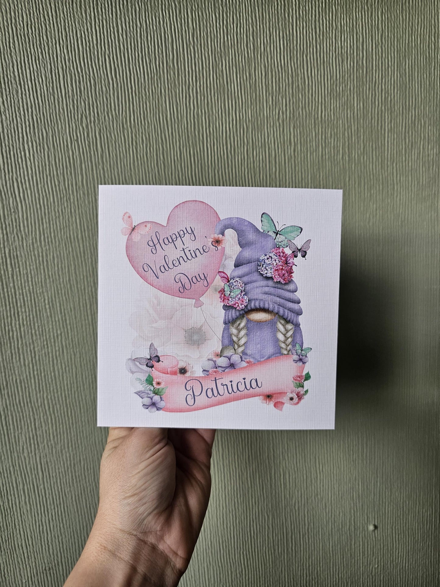 Gonk Valentine's Day Card, Valentine's Card For Gonk Lover, Gnome Card For Wife Or Girlfriend, Purple Gonk Personalised Valentines Card