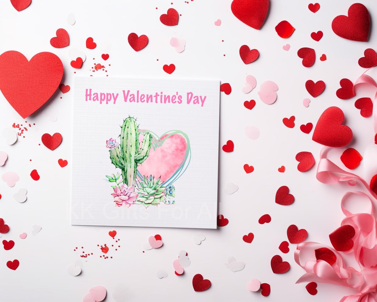 Valentine's Day Card, Cacti Heart, Card For Wife Husband Girlfriend Boyfriend