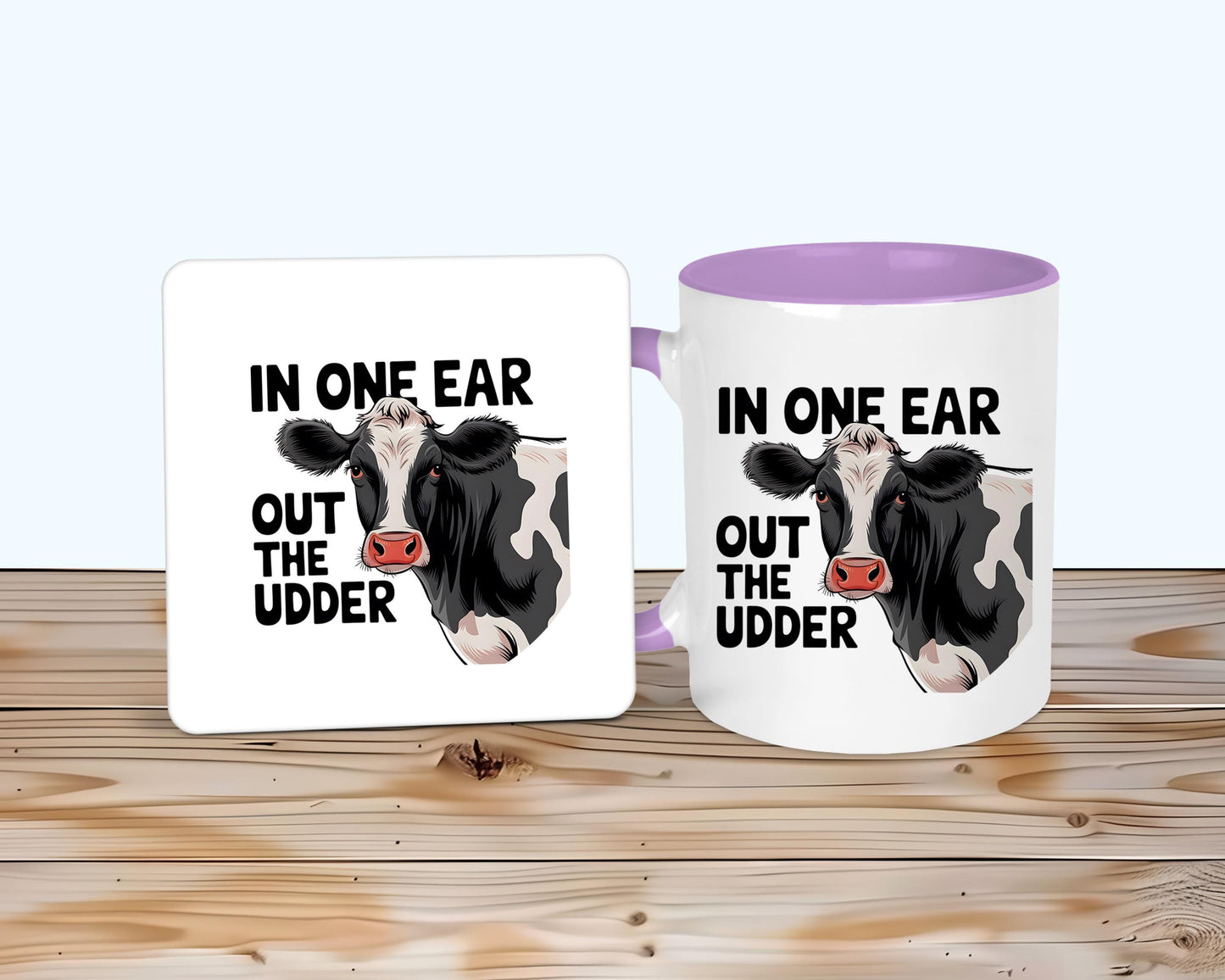 Udder Cow Mug & Coaster,  Gift For Farmers, Cow Coffee Tea Cup, Funny Cow Lover Gifts