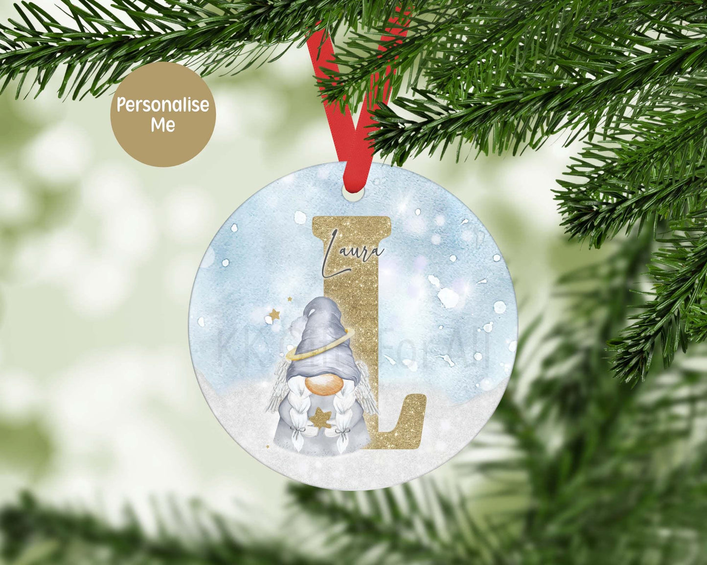 Personalized Memorial Christmas Ornament: Angel Gonk, Aluminum Keepsake