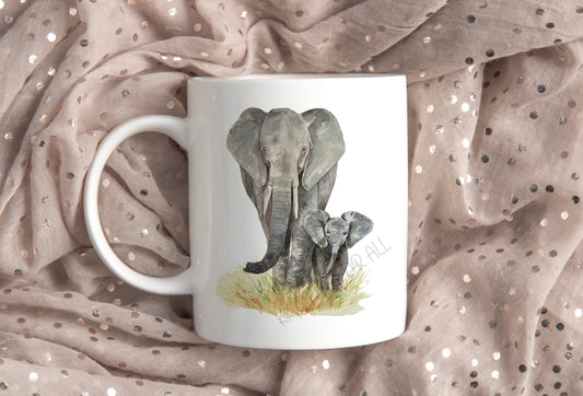 Elephant Lover Gift Idea, Baby Elephant With Mother/Mum, New Mum Gift, Baby Shower Gift, Secret Santa Present, Gift For Mummy, Mums New Mug