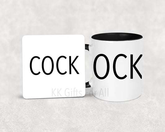 Cock Mug & Coaster Gift, Adult Humour Gifts, Rude And Sweaty Gifts For Him, Sarcastic Gifts For Her, Offensive Mug And Coaster, Adult Humour