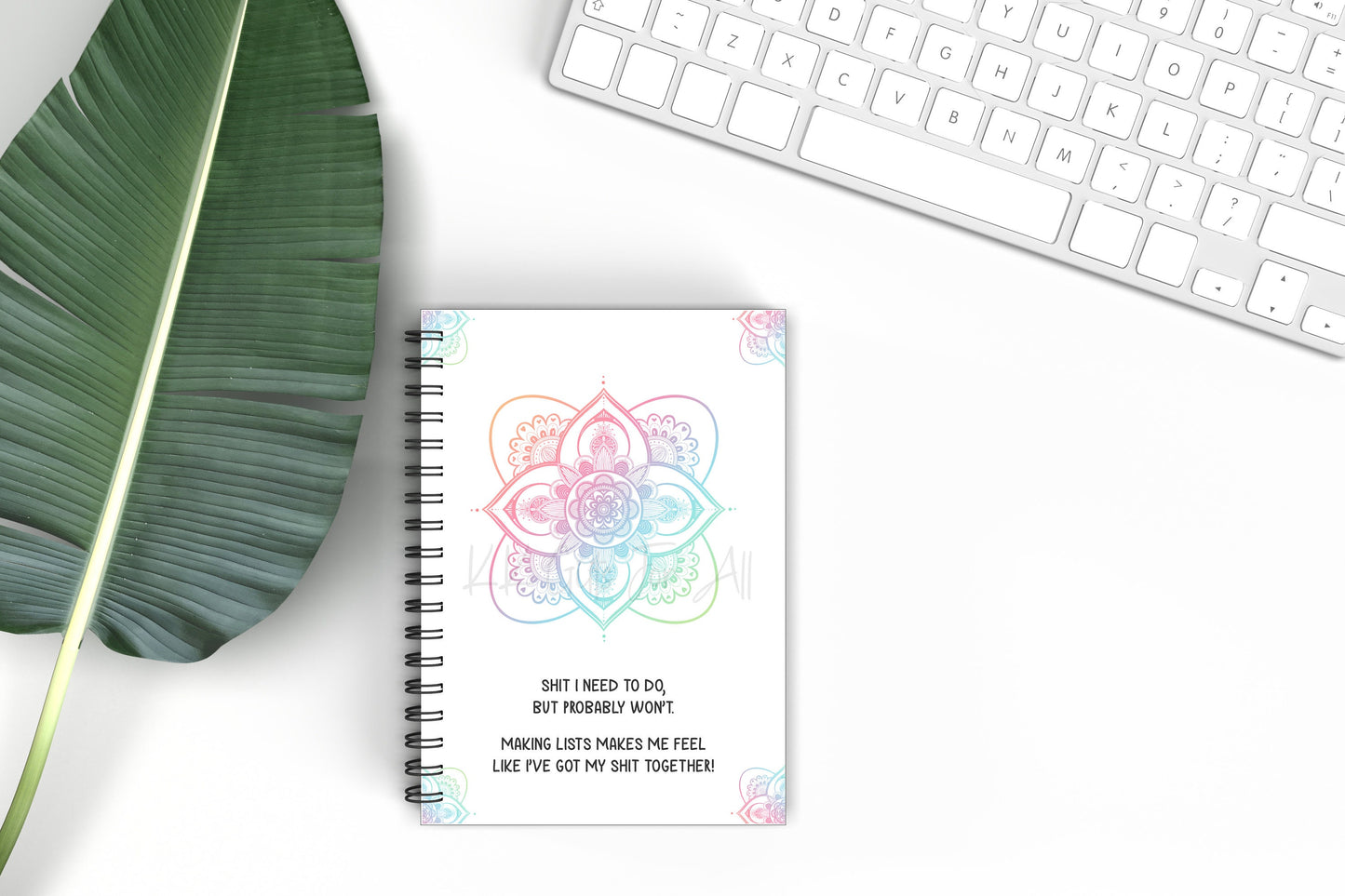 Personalised Mandala Notebook, Get This Shit Done Notepad,  Pastel Colours Mandala