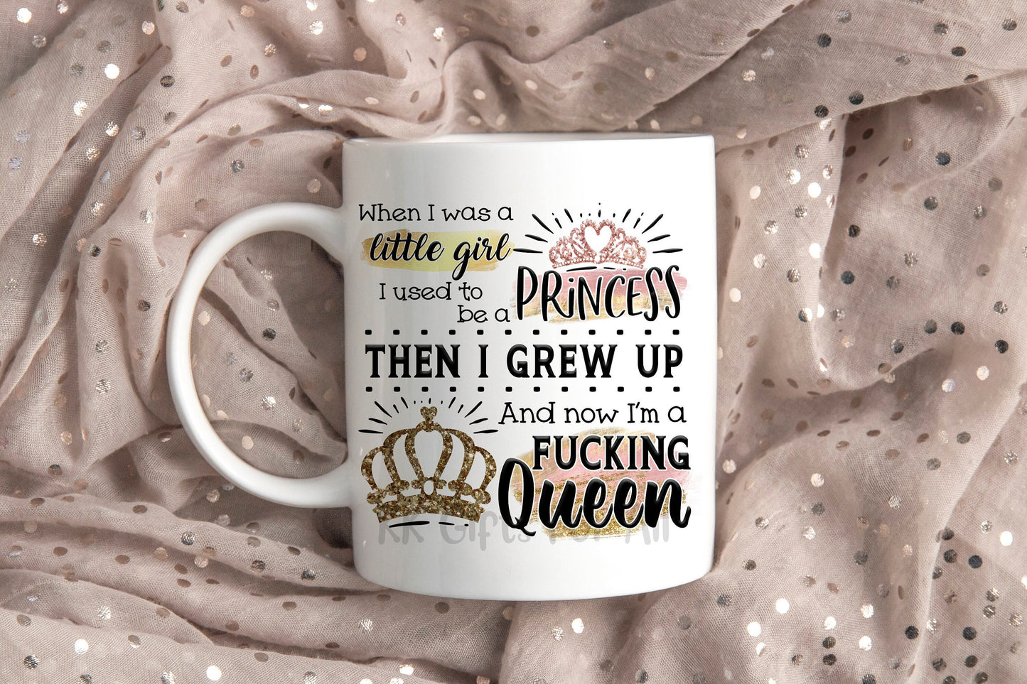 Rude Sweary Mug, Birthday Gift For Friend, Adult Humour Swearing Gifts, Mug And Coaster Fucking Queen Gift