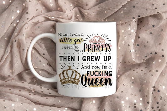 Rude Sweary Mug, Birthday Gift For Friend, Adult Humour Swearing Gifts, Mug And Coaster Fucking Queen Gift