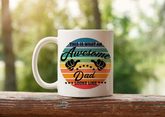 This Is What An Awesome Dad Looks Like, Dad's Birthday, Dad Mug And Coaster Gift Set