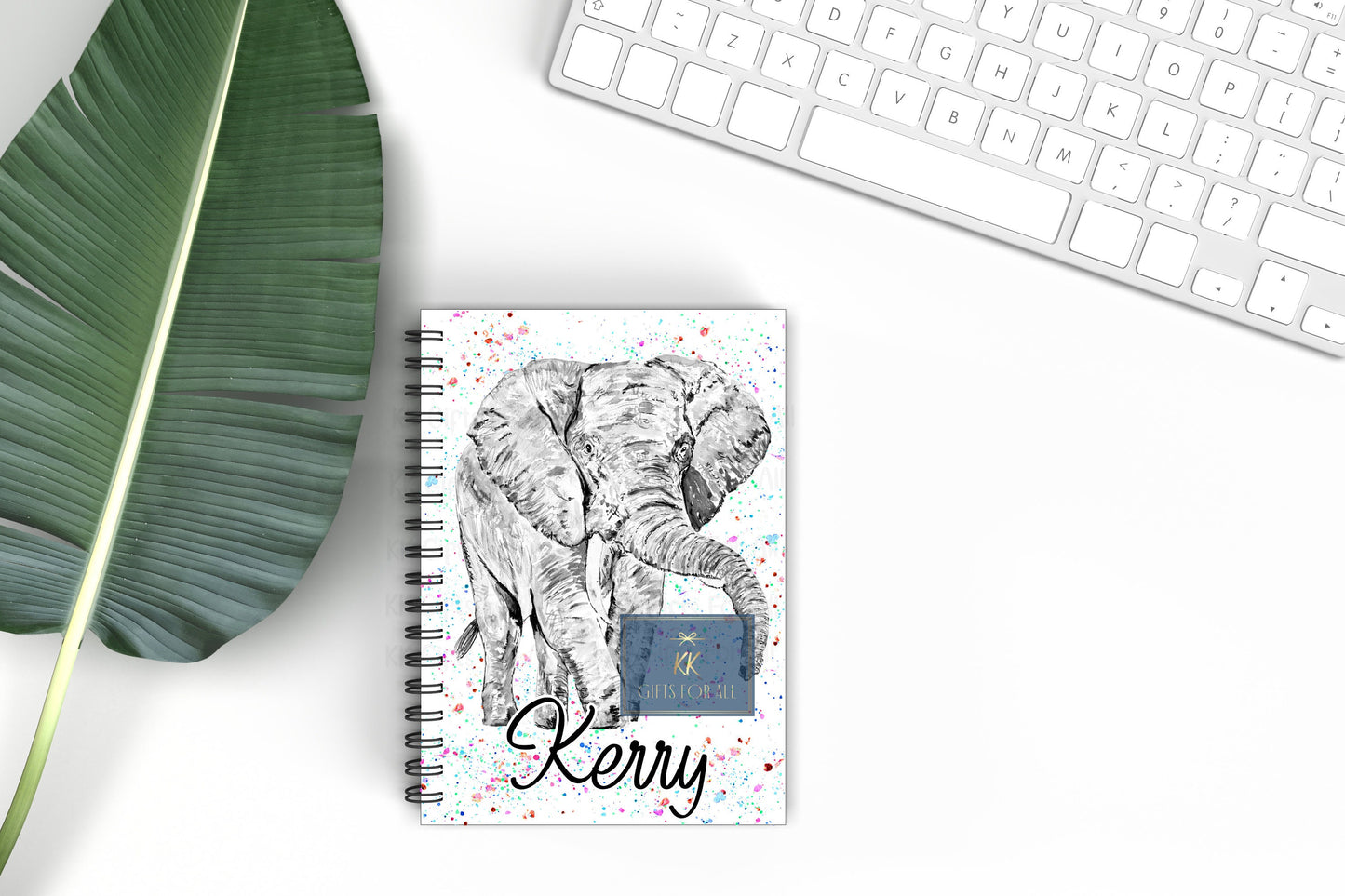 Grey Elephant Notebook, Gift For Mum, Friends Birthday, Gift For Her, Personalised Notepad, A5 Binded Lined Notes, Elephant Love Gift Idea