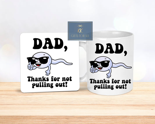 Rude Gift For Dad, Gift For Dad With a Sense Of Humour, Mug & Coaster Gift Set, Dad Humour Gifts