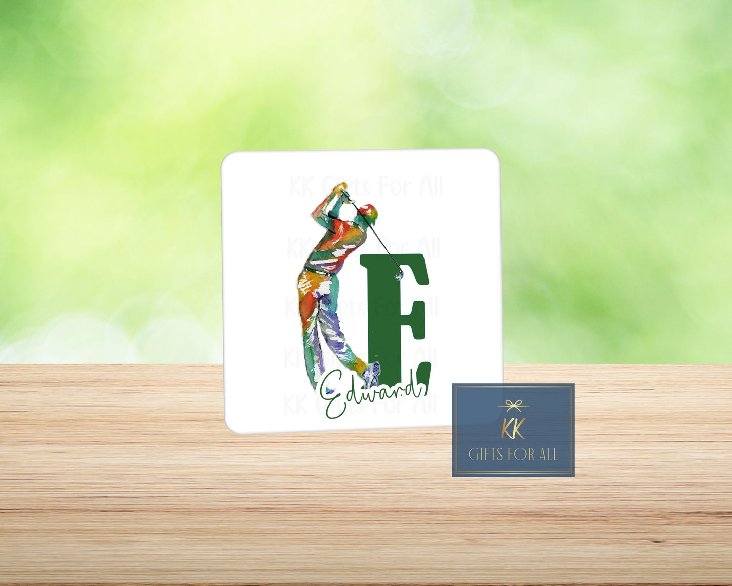 Personalised Golfer Gift, Birthday Gift, Anniversary Gift For Him, Gift For Him, Mug And Coaster, Watercolour Golfer, Initial, Gift For Male