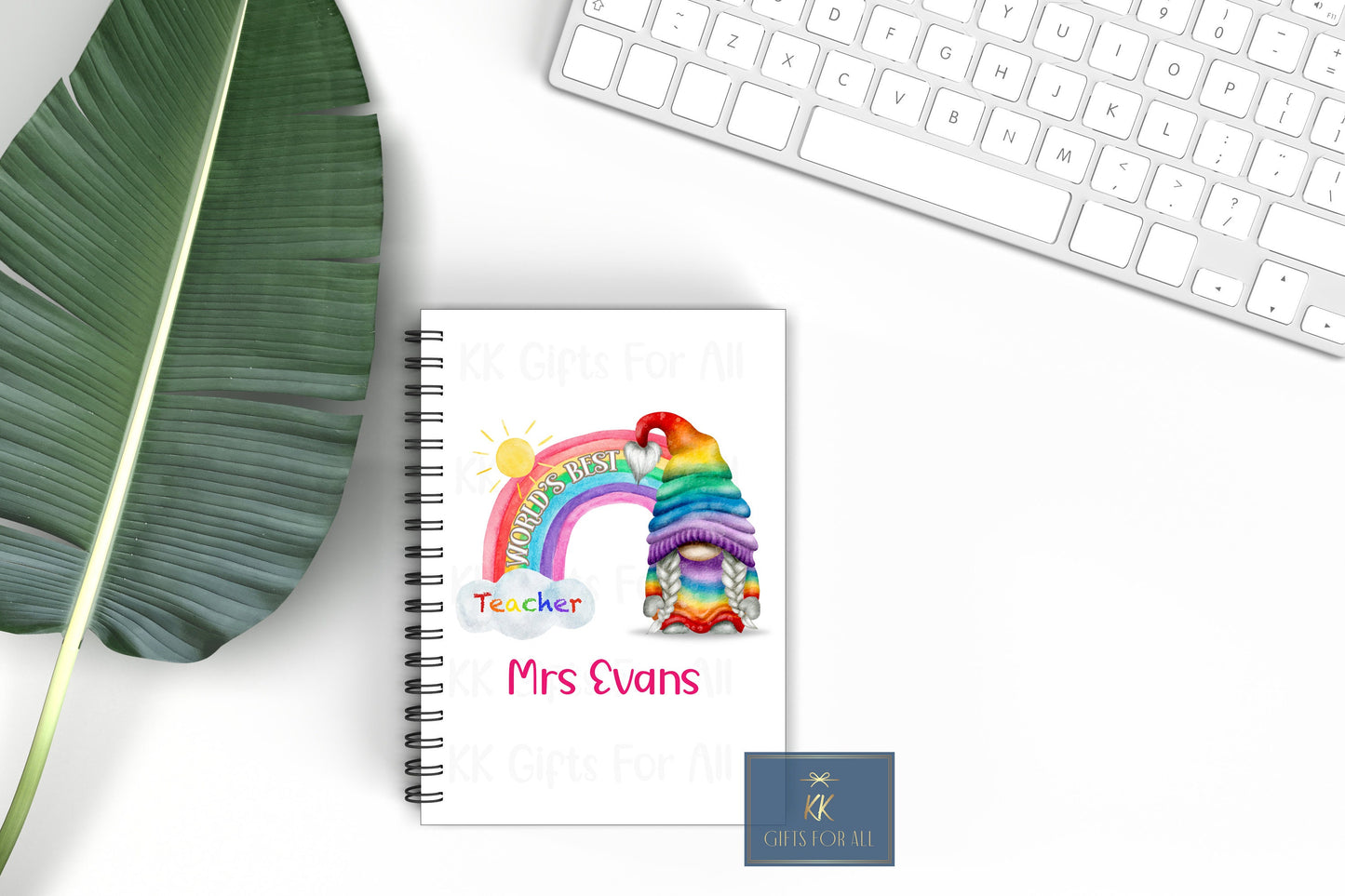 Personalsied Teacher Rainbow Gonk A5 Notebook, Gift For Best Teacher, TA Gift, End Of Term Gift, LSA Gift, Teacher Appreciation