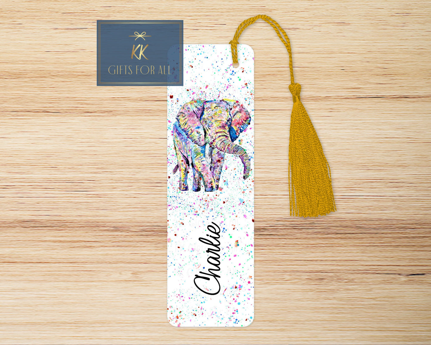 Personalised Rainbow Elephant Bookmark Elephant Reading Gift Letterbox Gift For Her
