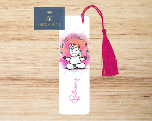 Subtly Rude Bookmark, Personalised Bookmark, Unicorn Book Marker, Swearing Unicorn, Adult Humour Gifts, Sarcastic Letterbox Gift, Female