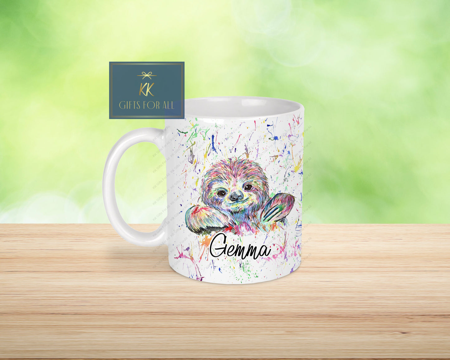 Rainbow Sloth Mug, Gift For Mum, Birthday Gift For Her, Office Mug, Colourful Sloth Gift, Mug And Coaster Gift Set, Custom Gifts, Cute Sloth