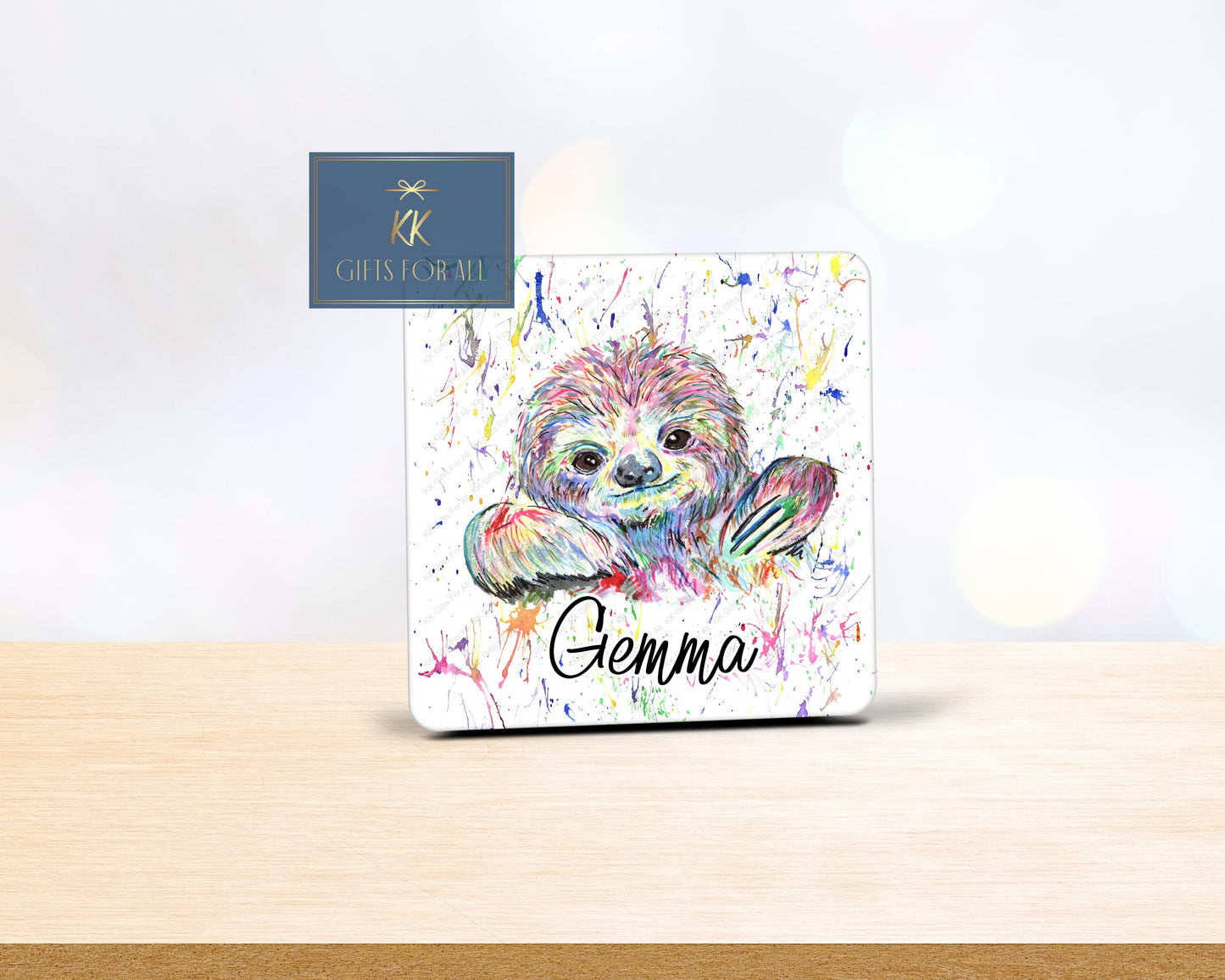 Rainbow Sloth Mug, Gift For Mum, Birthday Gift For Her, Office Mug, Colourful Sloth Gift, Mug And Coaster Gift Set, Custom Gifts, Cute Sloth