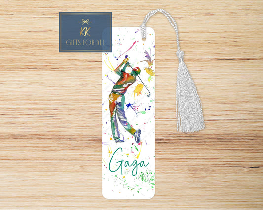 Personalised Golfer Bookmark, Personalised Bookmark, Male Letterbox Gifts, Gift For Dad, Golf Lover Gift, Golf Book Marker, Watercolour Golf